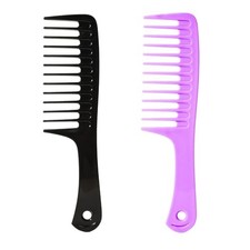 2PCS Wide Tooth Comb for Curly Hair, Large Detangling Comb for Black-Purple