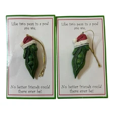 Lot Of 2 Two Peas in a Pod Christmas Friend Friendship Ornaments Brand New