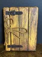 Rustic Faux Wood Resin Journal Notebook w/ Rope & Buckle Detail – New in Box