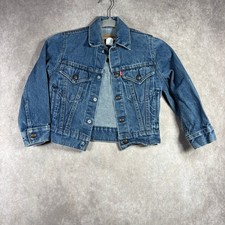 Vintage Levi's Denim Trucker Jacket Youth Size 8 Blue Button 80s USA Classic