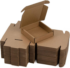 50 Pack 4X4X1 Inches Small Shipping Boxes, Brown Corrugated Cardboard Boxes, Mov