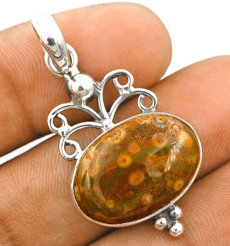 Natural Ocean Jasper -Madagascar 925 Sterling Silver Pendant Jewelry