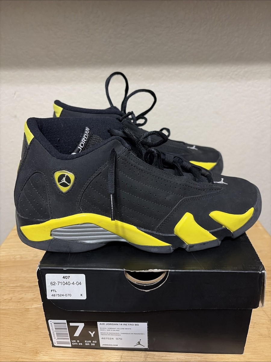 Jordan 14 ブラック/イエロー バスケットシューズ Nike Air Jordan 14 Retro Thunder Black Yellow 487524-070 GS Youth