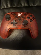 KMD Clear Red Switch Wireless Pro Controller for Nintendo Switch-USED