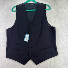 Murano Blue Suit Vest Mens Large Multi Pocket Career Office Waistcoat Preppy NEW