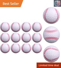 White Dimpled Baseballs with Red Seams | High-Durability for Pitching Machine...