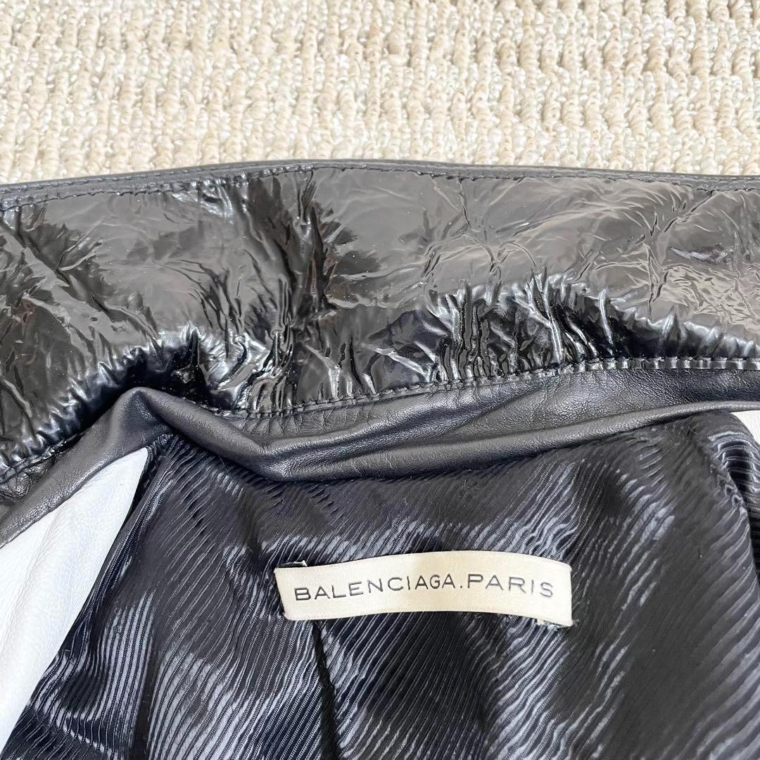 USED BALENCIAGA LAMBSKIN DOUBLE RIDER JACKET BLACK AND WHITE GOOD thumbnail 7