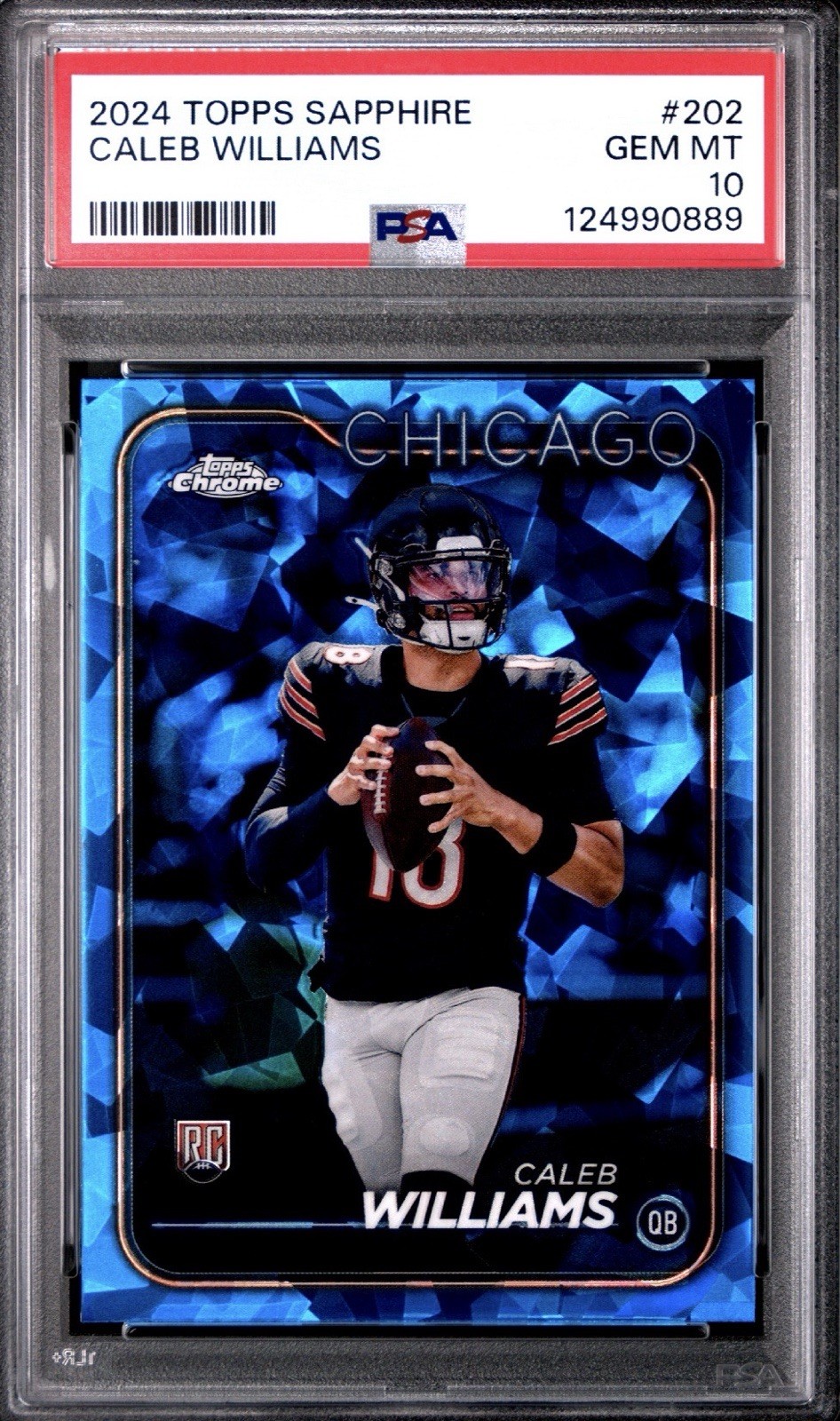 CALEB WILLIAMS - 2024 TOPPS CHROME SAPPHIRE #202 - PSA 10 view 1