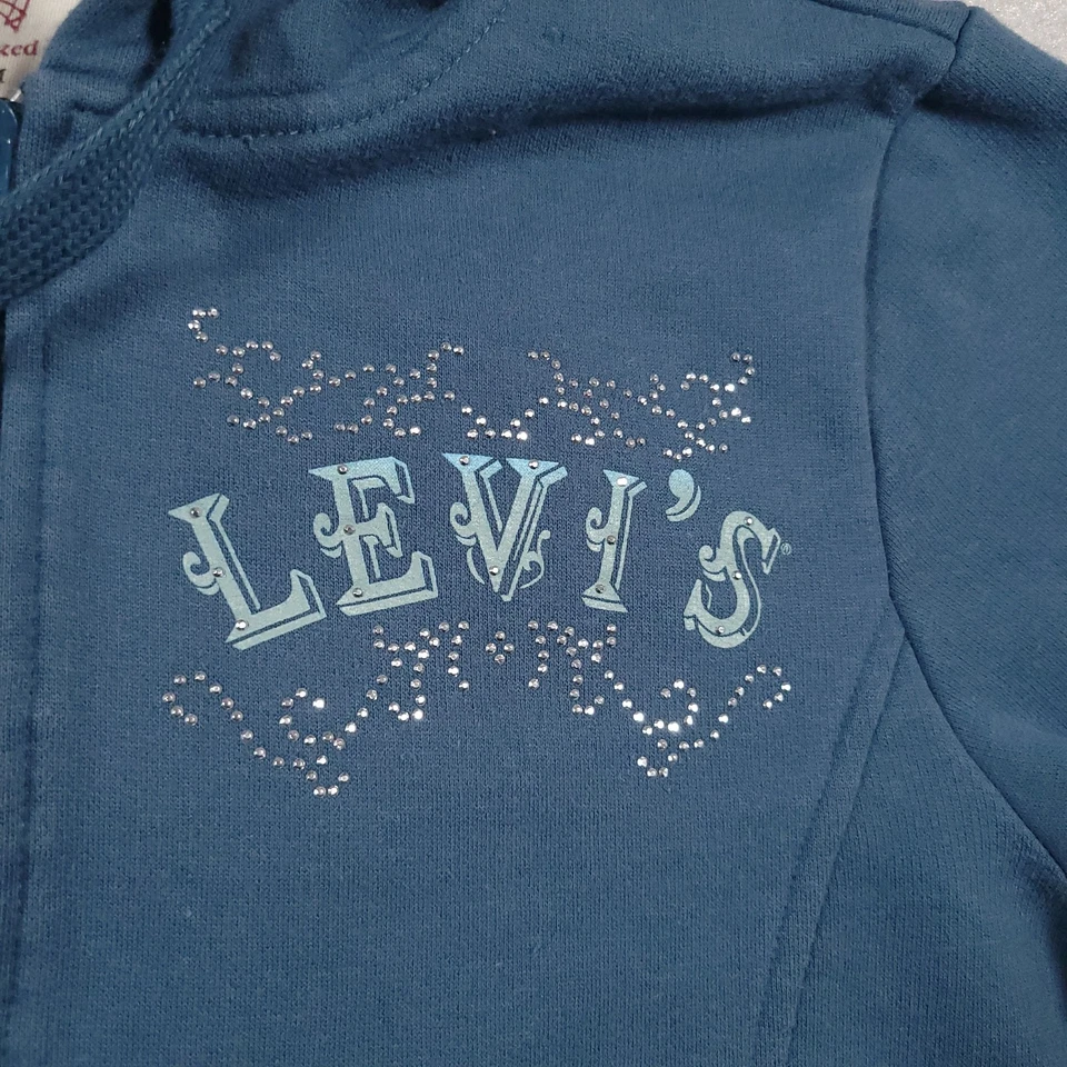 Levis Sudadera con Capucha Cremallera Completa Sudadera Chaqueta Para Mujer Mediana Azul Tachonado Informal Foto 4 de 4