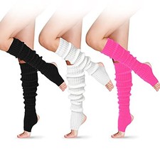 Long Leg Warmers for Women 24 Inch over The One Size 3 Black, White, Rose Red