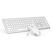Wireless Keyboard and Mouse Combo - Full Size Slim Thin Wireless Keyboard Mou...
