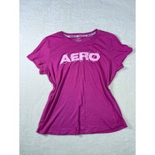 Aeropostale Sport Womens Magenta Pink AERO Puff Print Logo T-Shirt XL