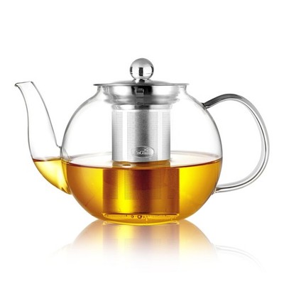 CNGLASS 40oz Glass Teapot with Removable Infuser,Clear Tea Kettle Stovetop Sa...