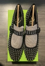 NIB Sam Edelman Michaela Women's Flats Black Suede Gem Buckle Shoes Size 7.5 M