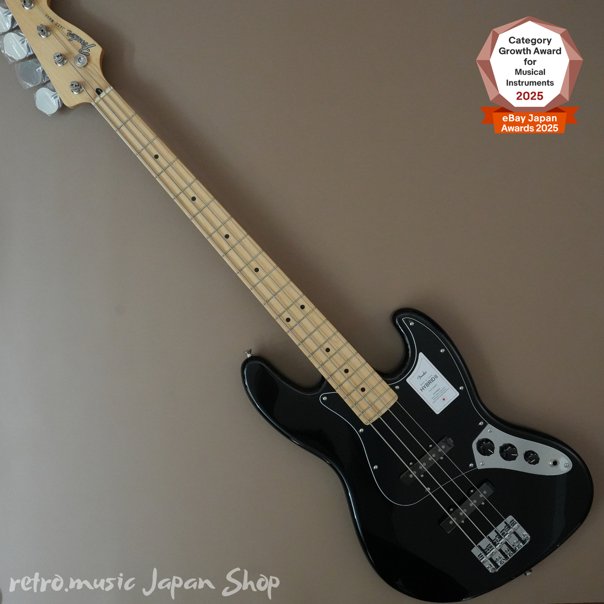 Fender Made in Japan Hybrid II Maple Fingerboard Black Jazz Bass