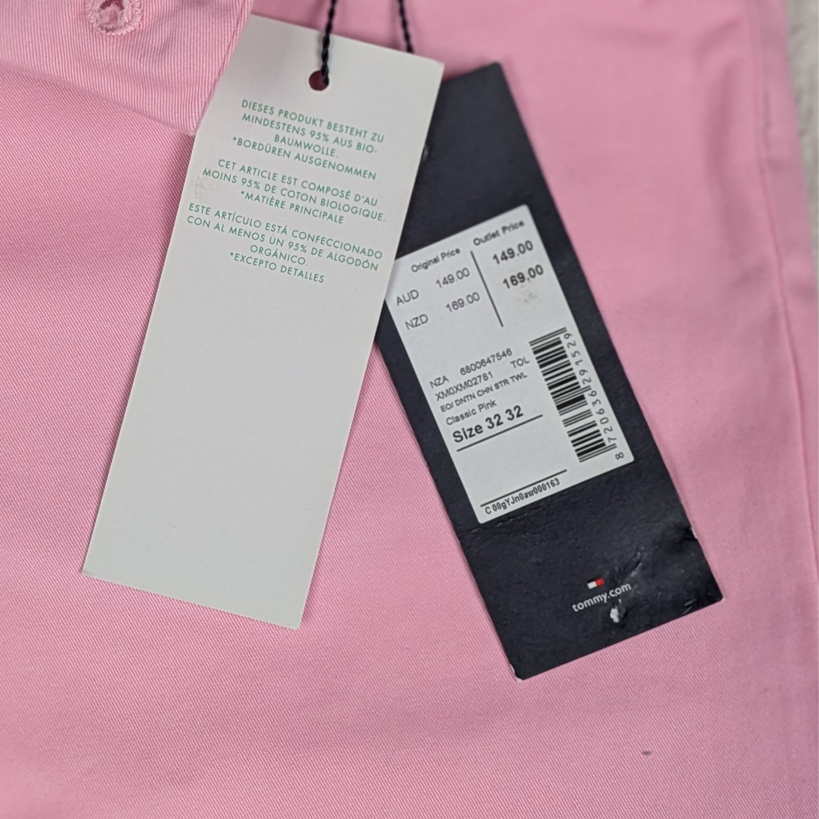 Tommy Hilfiger Mens Straight Fit Chino Pants W32 L32 & L34 Pink Denton Trousers image 9