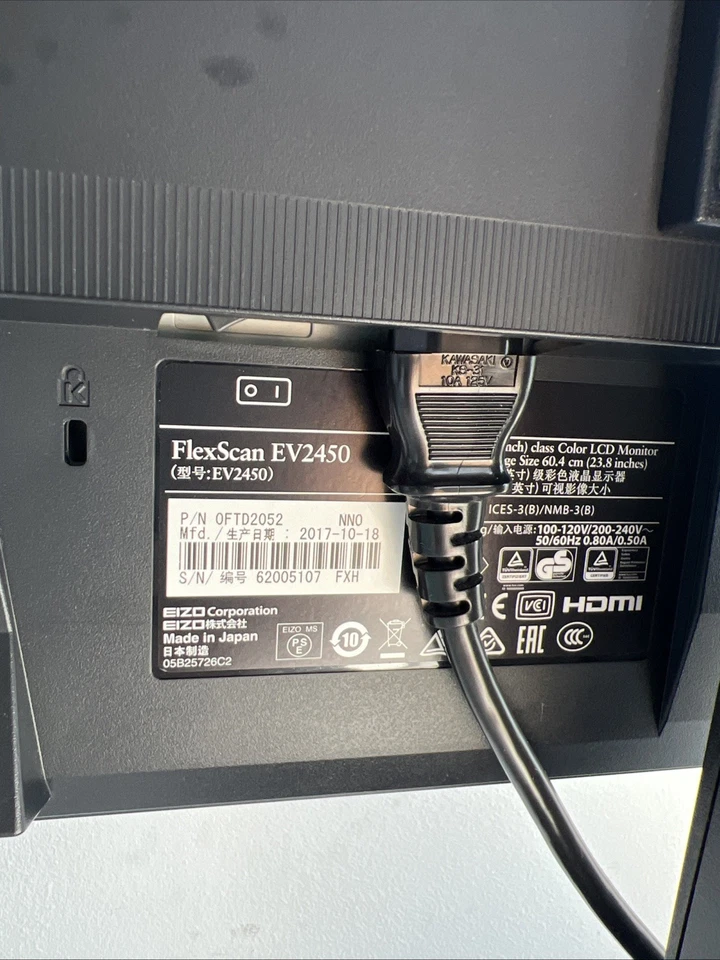 EIZO FlexScan EV2450-BKR 23.8-inch IPS LCD Monitor 1920x1080 Non-Glare - Image 3 of 4