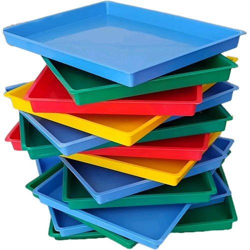 14 Lakeshore Easy-Clean Craft Trays 2 Red 5 Blue 2 Yellow 5 Green 12"x16"x1" Set