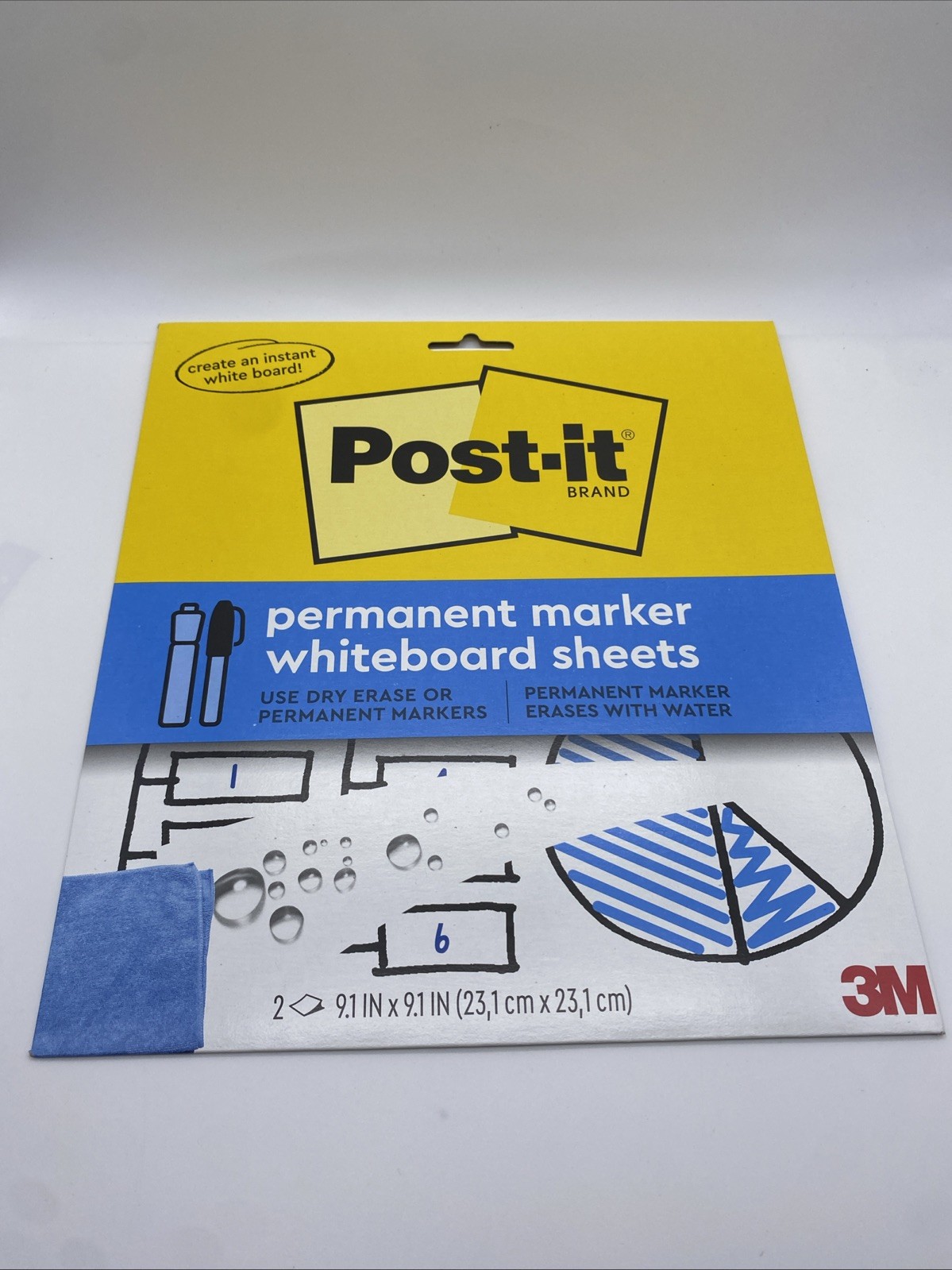 Post-it Permanent Marker White Sheets 2 PK, 9.1 in x 9.1 in (23.1 cm x 23.1 cm)