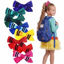 8 Pcs Crayon Pencil Bow Hair Clips, Rainbow Back to School Hair Clip