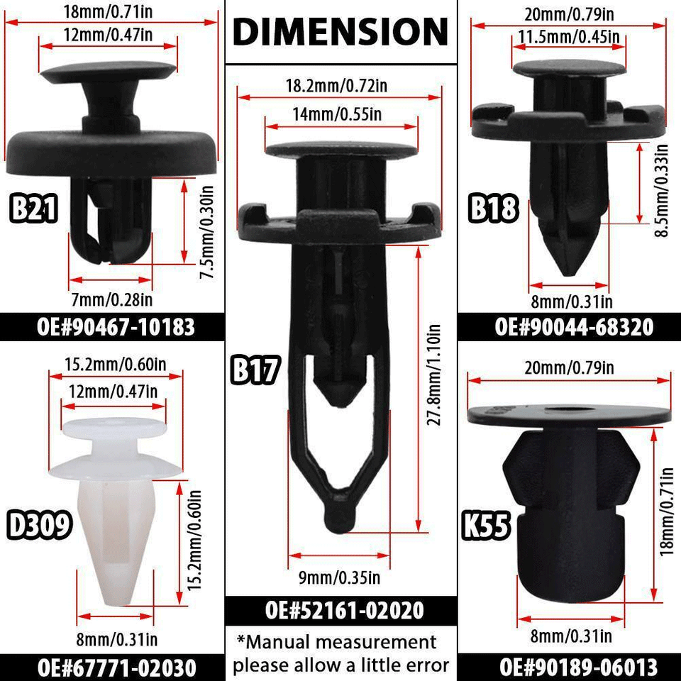Parts Toyota Tundra 100-Piece Toyota Tundra Trim & Bumper Clip Assortment - Push Pin Retainer Rivet Set Push Pin Clips Assortment - Foto 12