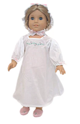 DOLL TOY BOX Doll Clothes 18" Colonial Nightgown and Cap White Fits 18 Inch Girl Dolls