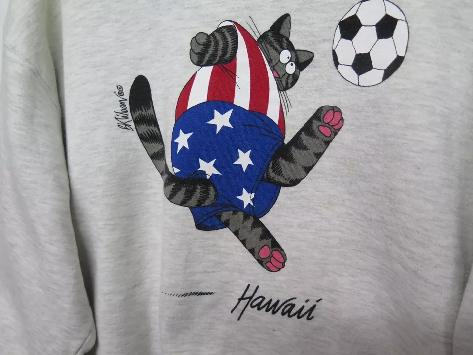 Vtg 80s 90s Crazy Shirts Hawaii B Kliban Team USA Soccer Cat Sweatshirt M Rare - Image 4 of 4
