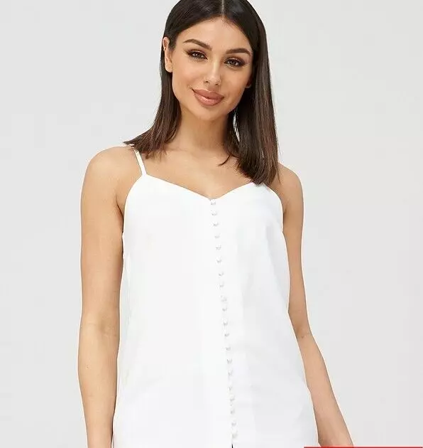 V BY VERY LONGLINE CAMI - WHITE - SIZE 12 - FREE P&P