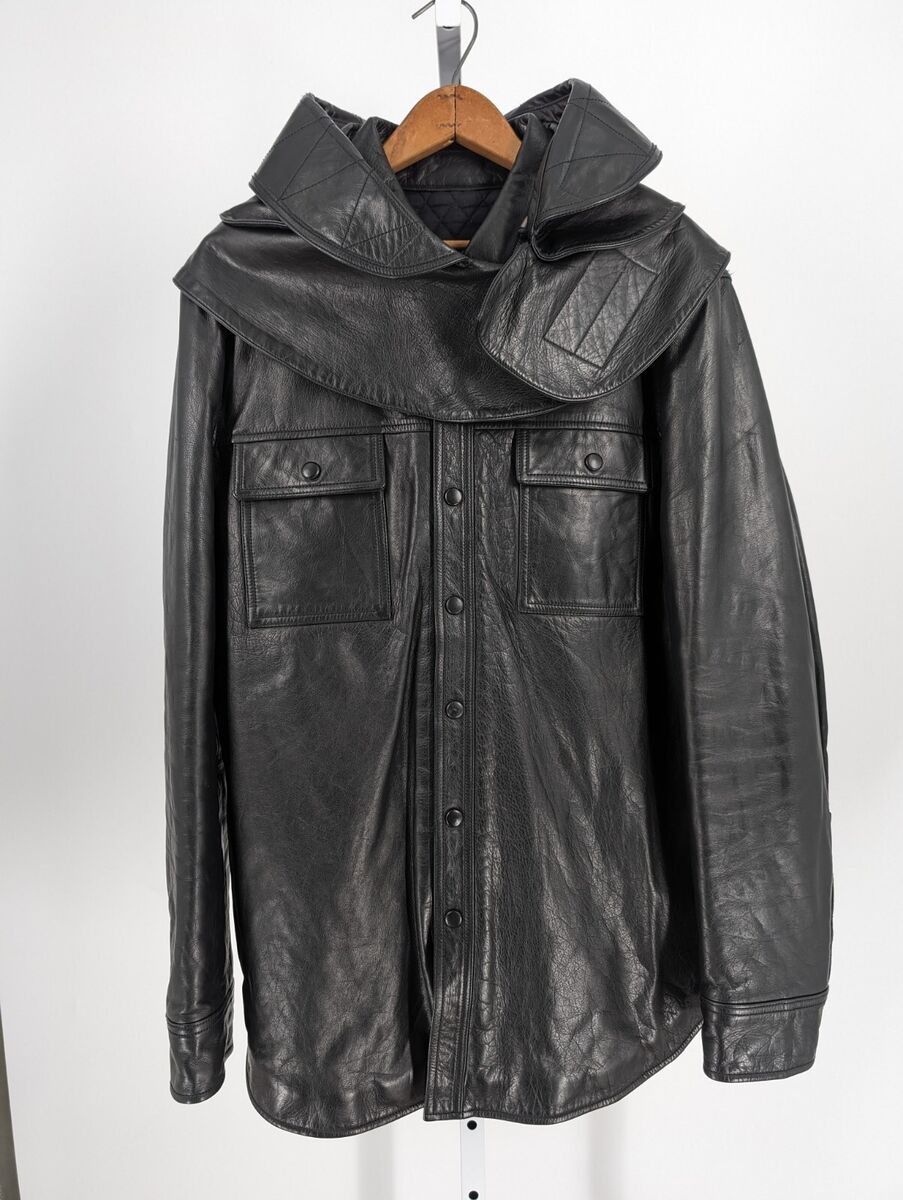 Givenchy FW 2010 Black Leather Hooded Jacket Ricardo Tisci Givenchy FW 2010 Black Leather Hooded Jacket Ricardo Tisci