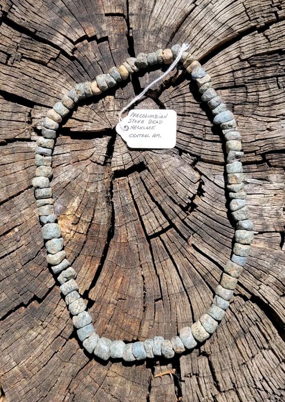 Pre-Columbian Graduated Jade Stone Bead 20.5" Necklace Central America