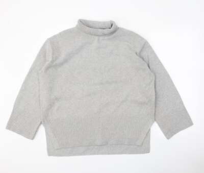 H&M Damen Pullover grau Rollkragen Polyestermischung Größe S