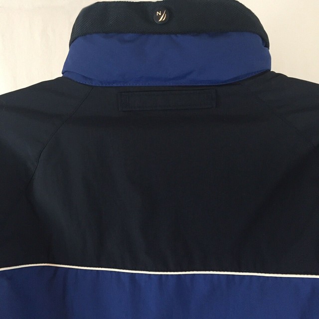 Nautica Mens Fleece Lined Winter Jacket Hidden Hood Zip & Snap Blue