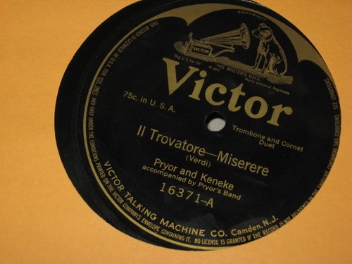 Arthur Pryor & Emil Keneke / Victor String QT VICTOR 16371 II Trovatore Miserere - Imagen 2 de 2