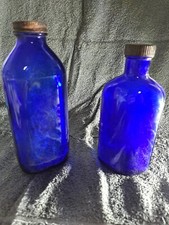 Vintage Cobalt Blue Glass Bottles Lot