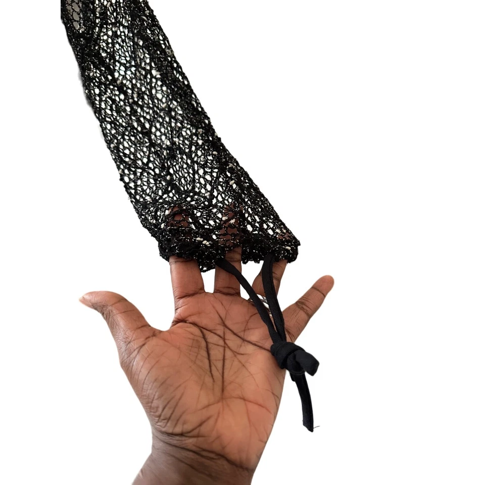 Kaktus XL Lace Knit Open Front Cardigan Detail Tie Closure Goth Fairy Sz XL - Image 4 of 4