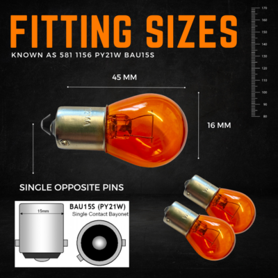 MCK Auto U2013 PY21W BAU15s 581 LED Canbus Bulbs Indicators Amber