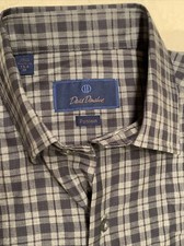 DAVID DONAHUE MENS GREY CHECK COTTON DRESS/CASUAL L/S SHIRT SIZE M/15.5 135