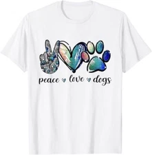Dog Lover Peace Love Dogs Puppy Paw T-Shirt