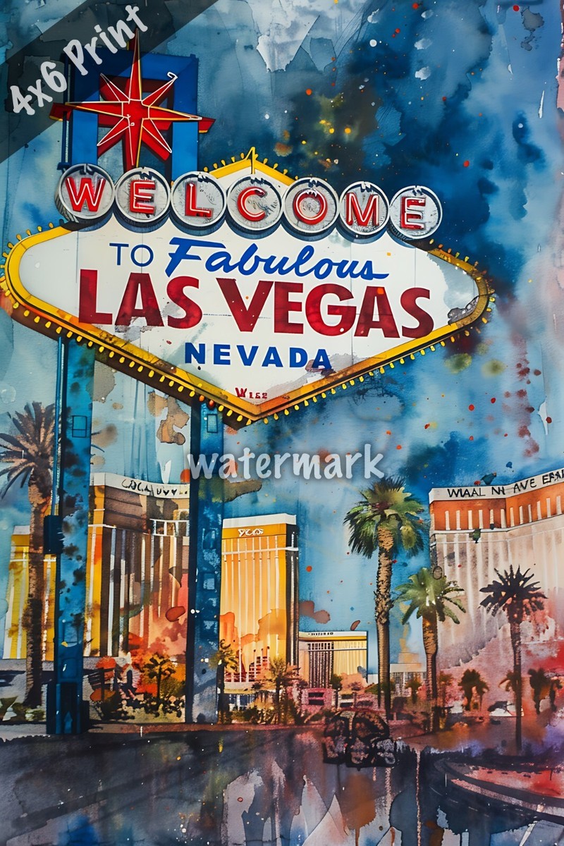 Society6 iPhone4/4S,5用 Welcome to fabulous Las Vegas Welcome to Fabulous Las Vegas sign watercolor Art 4x6 Print