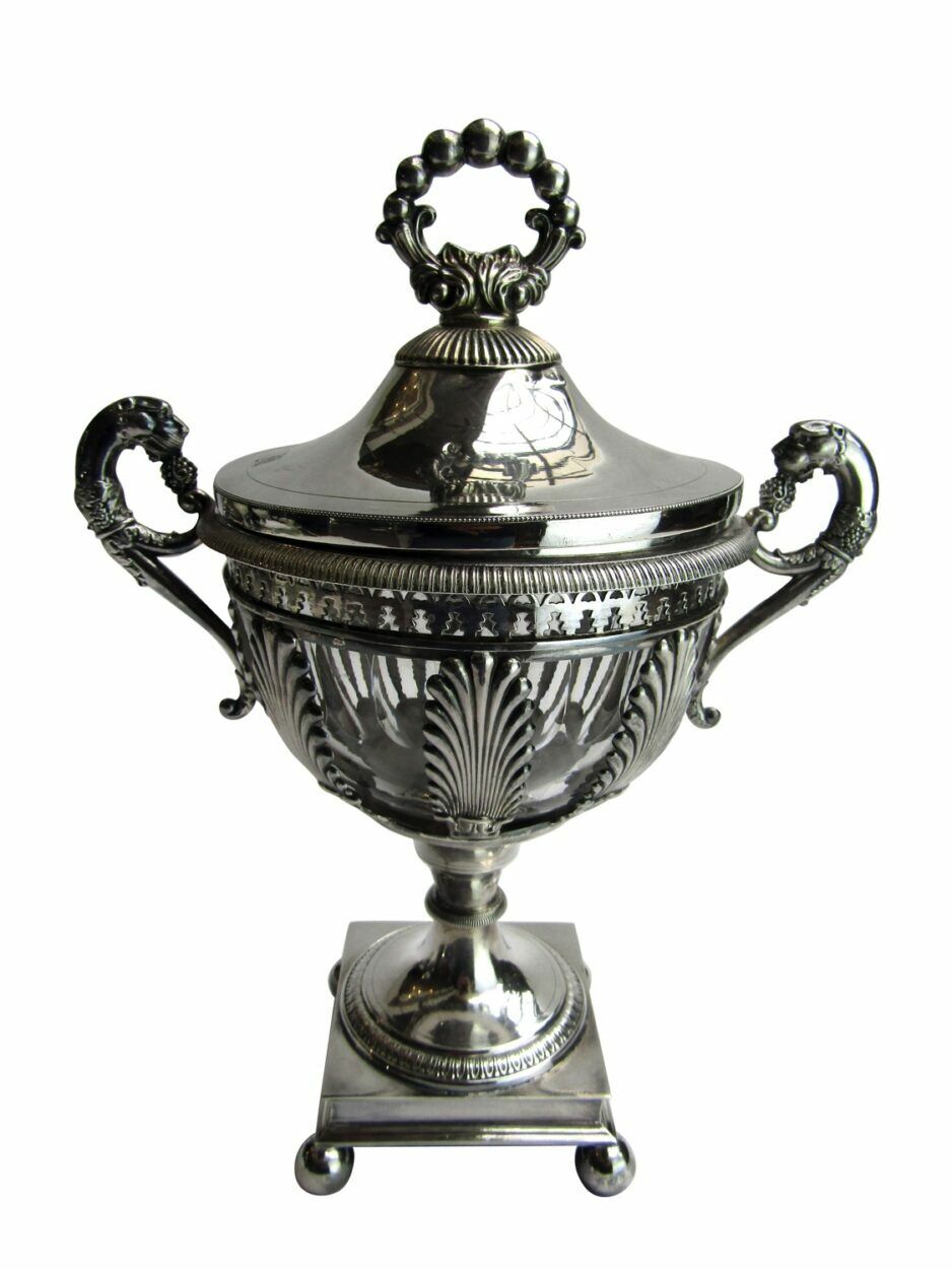French Hallmarked Silver Covered Urn with Glass Insert - circa 1819-1838 (Paris)