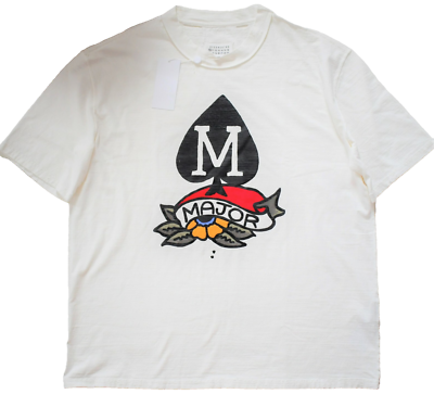 New MAISON MARTIN MARGIELA 10 M SPADE Logo Off-White OVERSIZED T