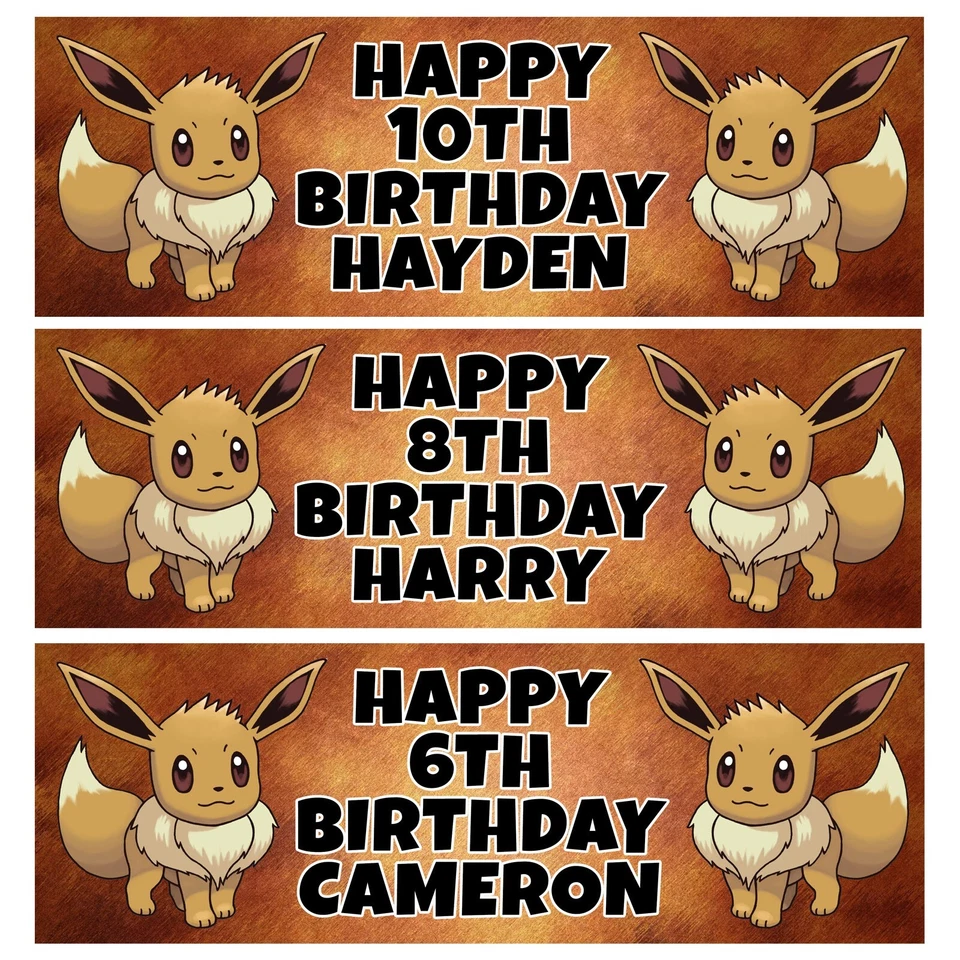 EEVEE Personalised Birthday Banners - Pokemon Birthday Banners - Pikachu