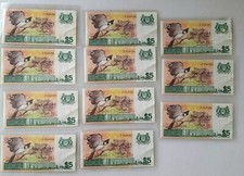 Singapore $15 P10 1976 Bird Series AU. 11 consecutive pieces.