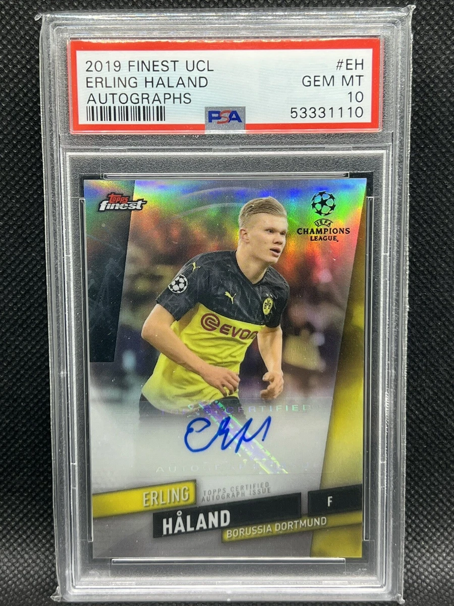 2019-20 Topps Finest UCL Auto Erling Haaland PSA 10 Rookie RC Borussia Dortmund