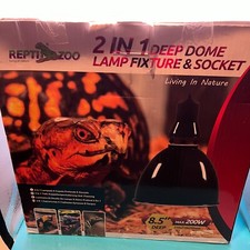 Reptizoo 2 in 1 Deep Dome Lamp Fixture  Socket Max 200 Watts 8.5" Reptile New