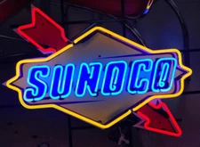 24"x20" Sunoco Gas Neon Sign Lamp Light HD Vivid Printing Glass Hanging