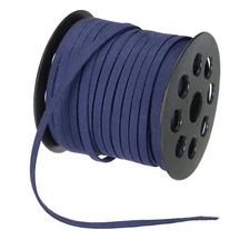 Faux Suede Leather Cord, 5mm x 50 Yard Flat Suede String Cord, Navy Blue