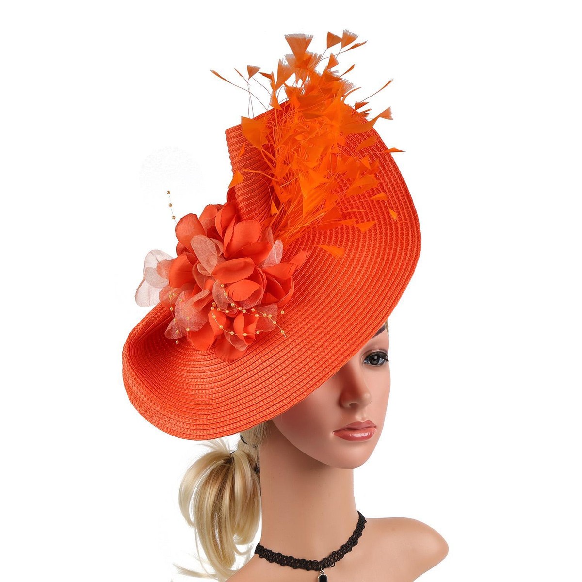 Fascinator Kentucky Hat Women Fascinator Derby Straw Feather  display picture 1