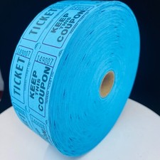INDIANA TICKET CO. 2,000 BLUE Raffle Tickets Double Roll, 50/50 Raffle Ticket