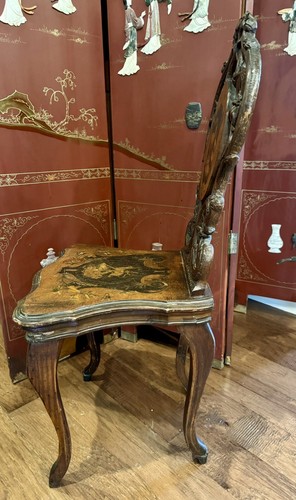 Antiq Vtg Musical German Renaiss Revival Blk Forest Marquetry Scene Chair C 1880 - Picture 14 of 19